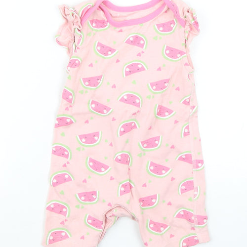 Mothercare Girls Pink Geometric Cotton Romper One-Piece Size 9-12 Months   - Watermelon