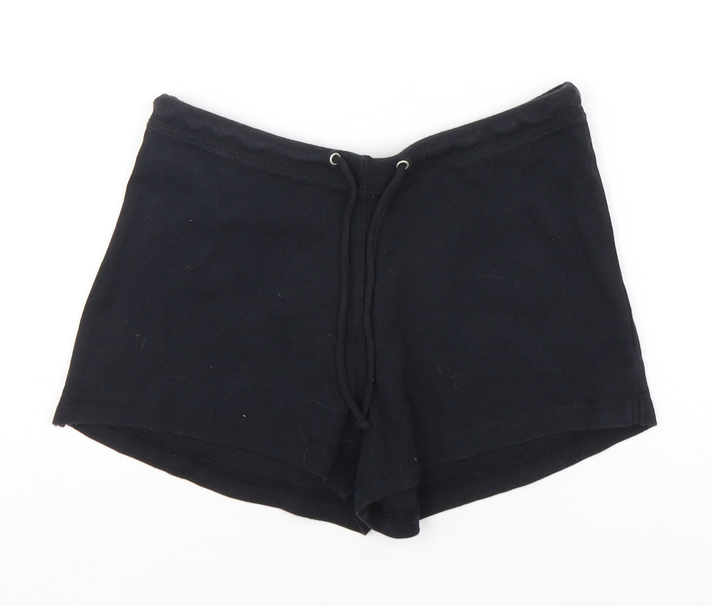 Topshop Womens Black  Cotton Sweat Shorts Size 12 L3 in Regular