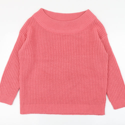 New Look Womens Pink Boat Neck  Nylon Pullover Jumper Size M