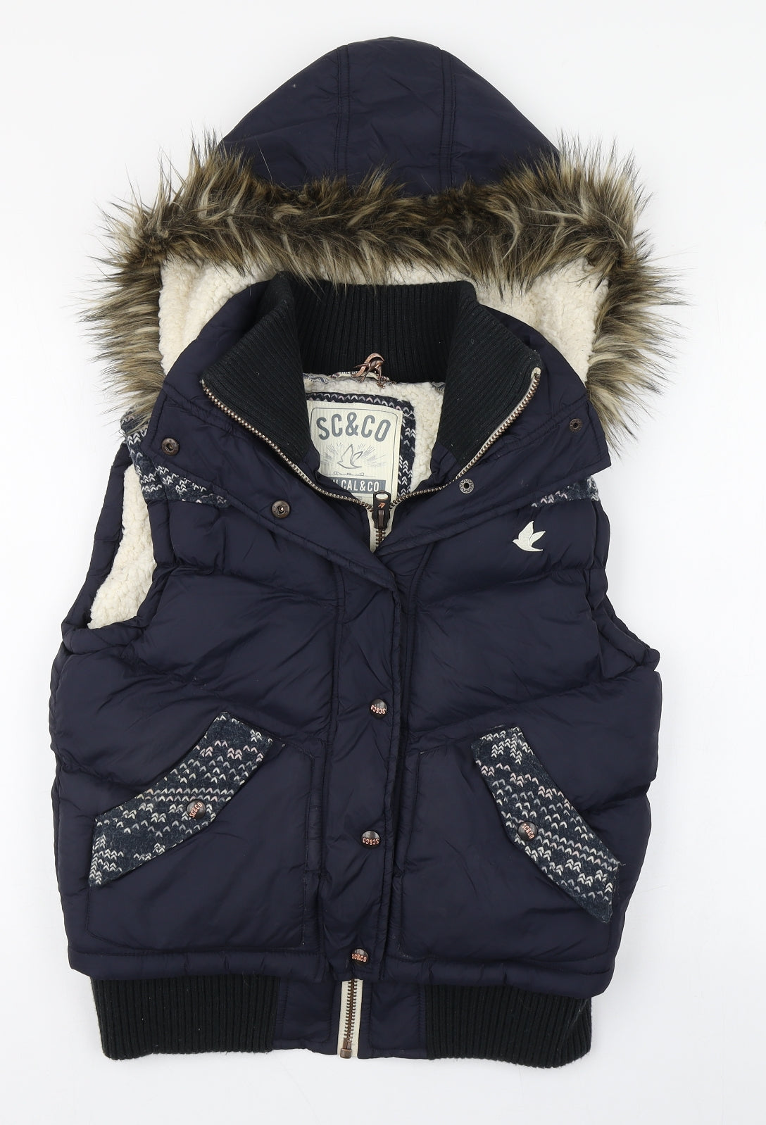 Soul Cal Womens Blue   Gilet Coat Size 12  Zip