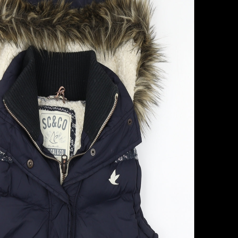 Soul Cal Womens Blue   Gilet Coat Size 12  Zip