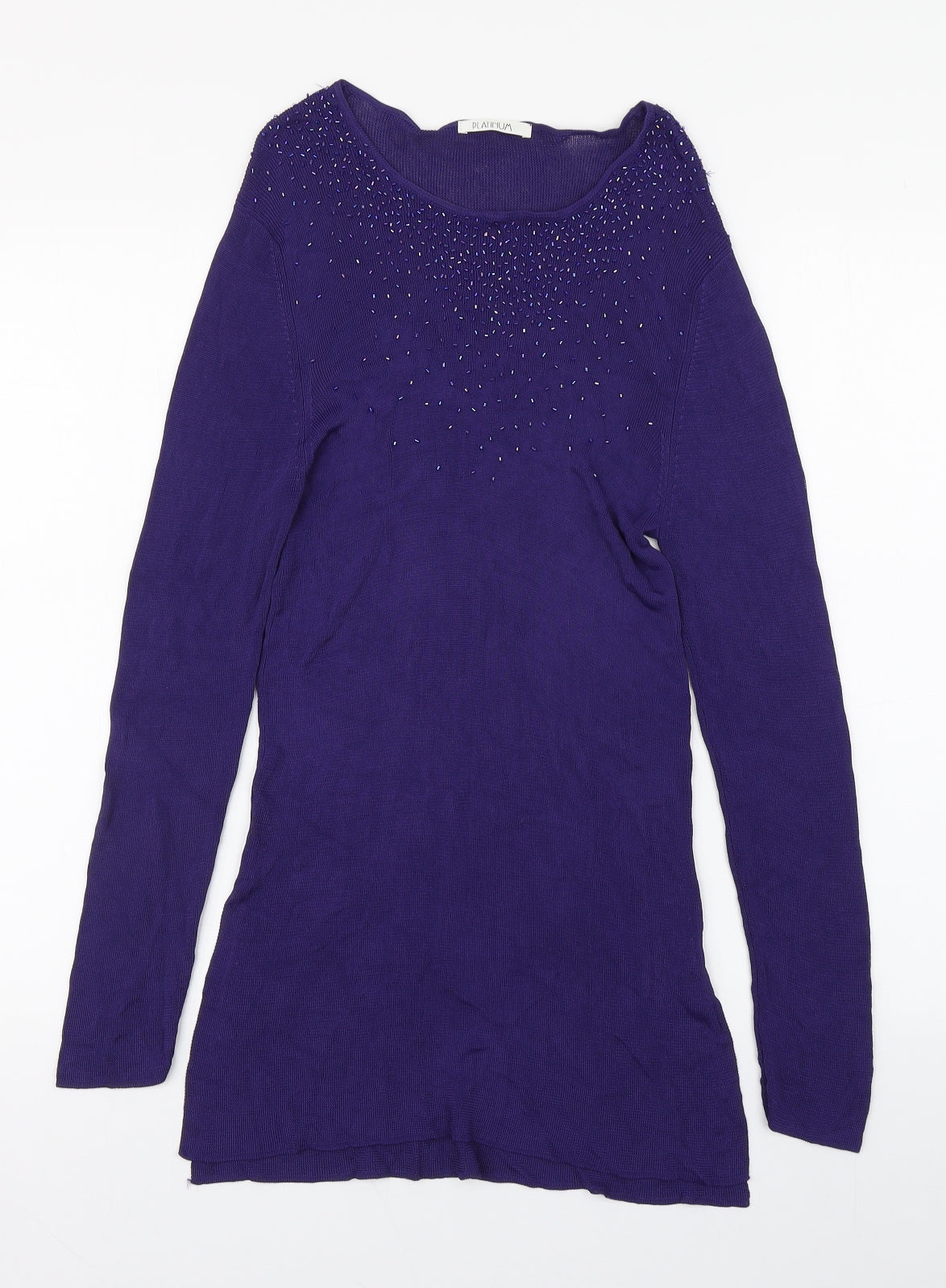 Platinum Womens Purple Scoop Neck  Viscose Pullover Jumper Size S