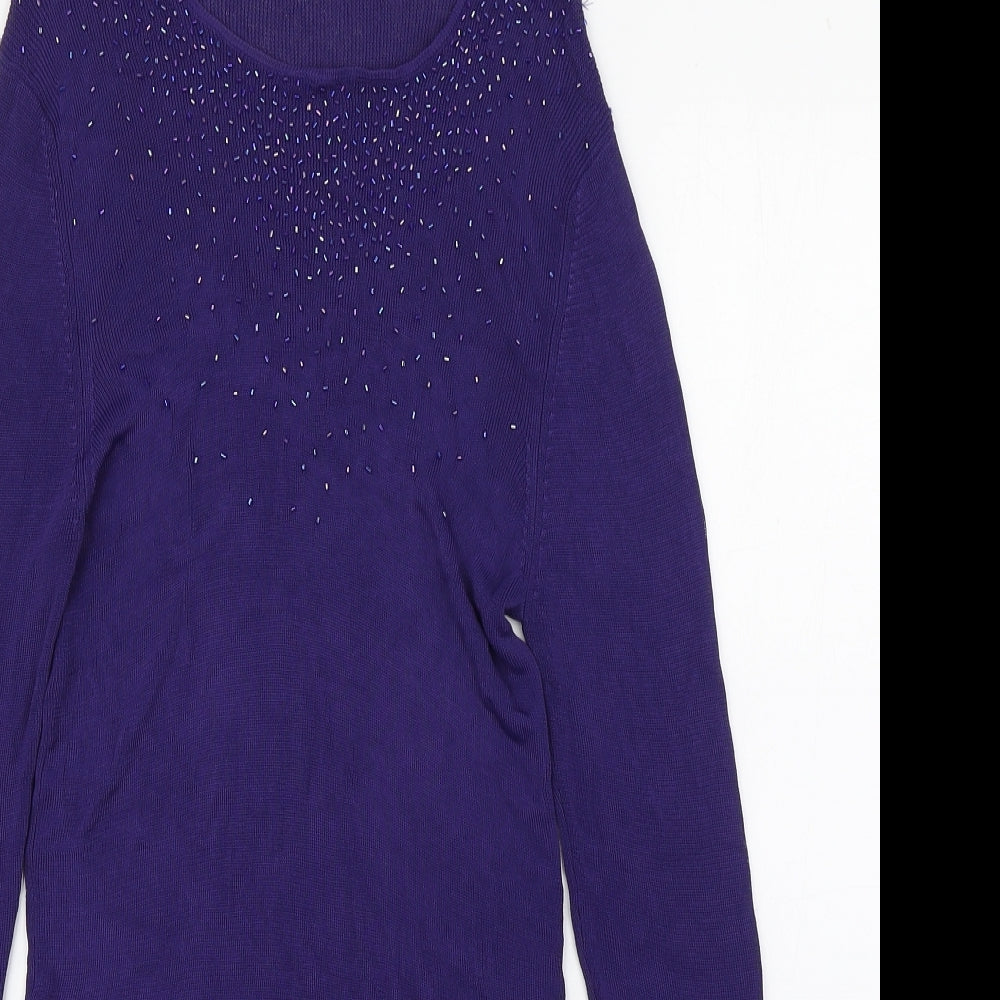 Platinum Womens Purple Scoop Neck  Viscose Pullover Jumper Size S