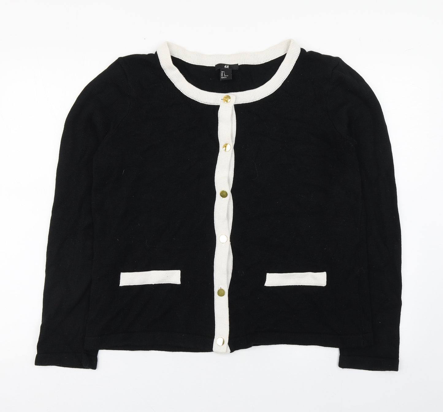 H&M Womens Black Scoop Neck  Cotton Cape Jumper Size L