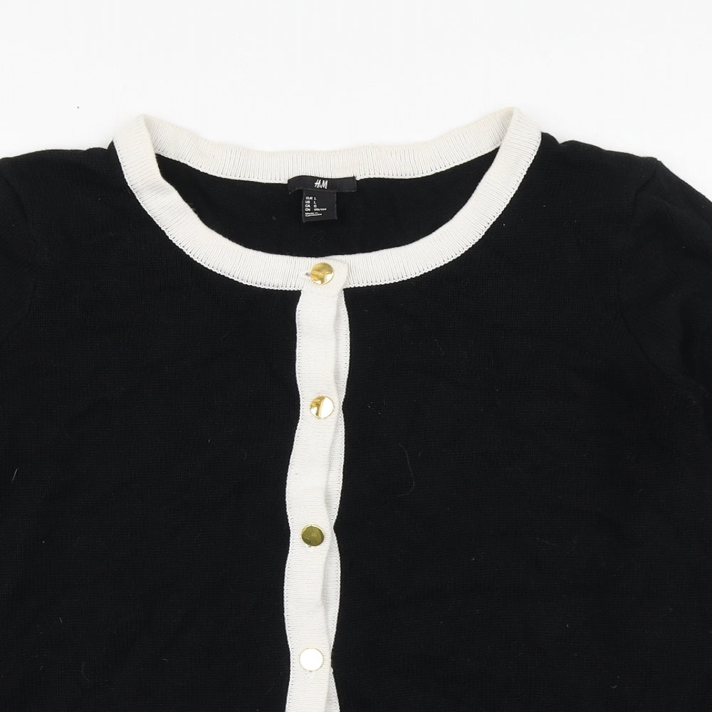 H&M Womens Black Scoop Neck  Cotton Cape Jumper Size L