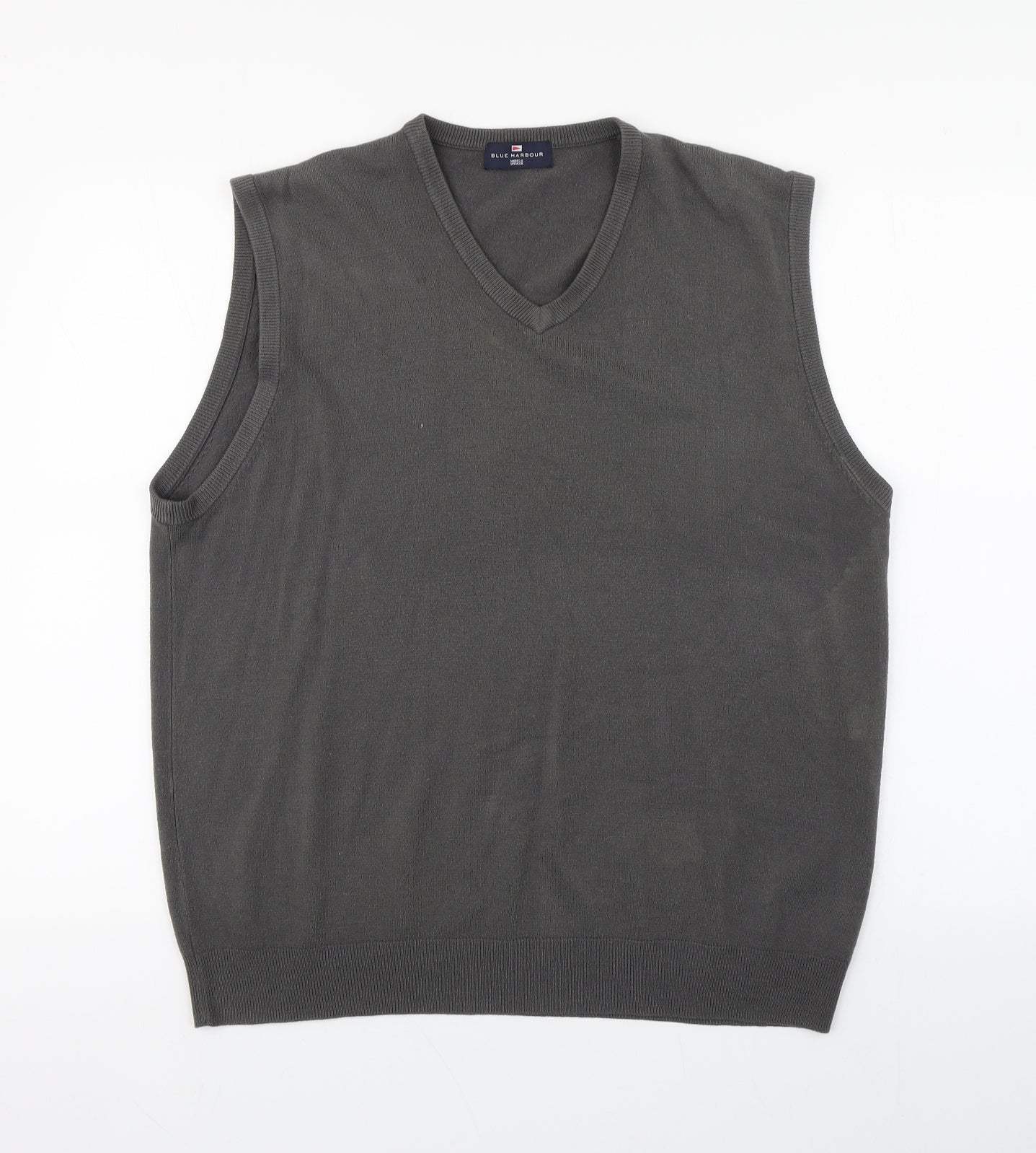 Marks and Spencer Mens Grey V-Neck  Acrylic Vest Jumper Size XL