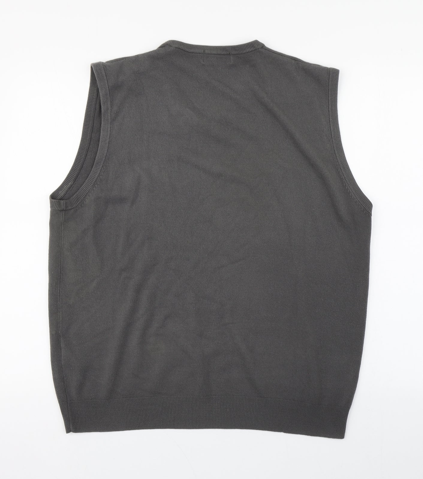 Marks and Spencer Mens Grey V-Neck  Acrylic Vest Jumper Size XL
