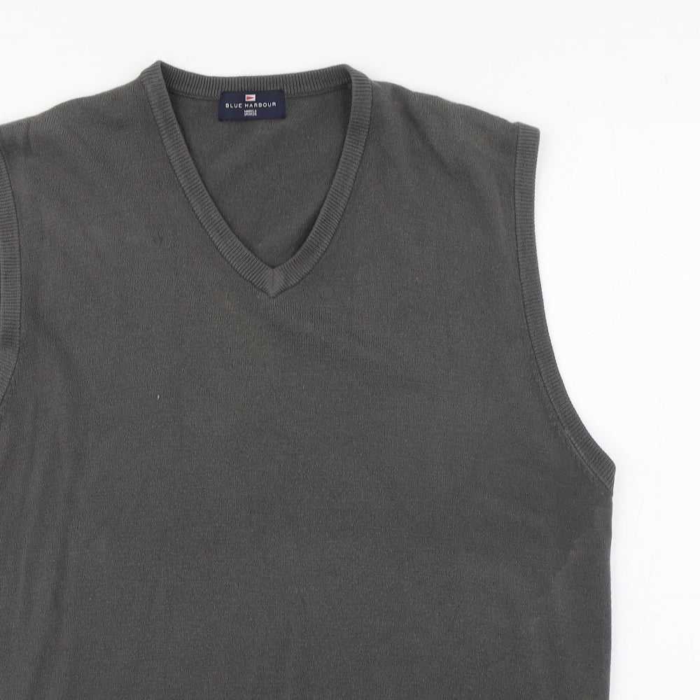 Marks and Spencer Mens Grey V-Neck  Acrylic Vest Jumper Size XL