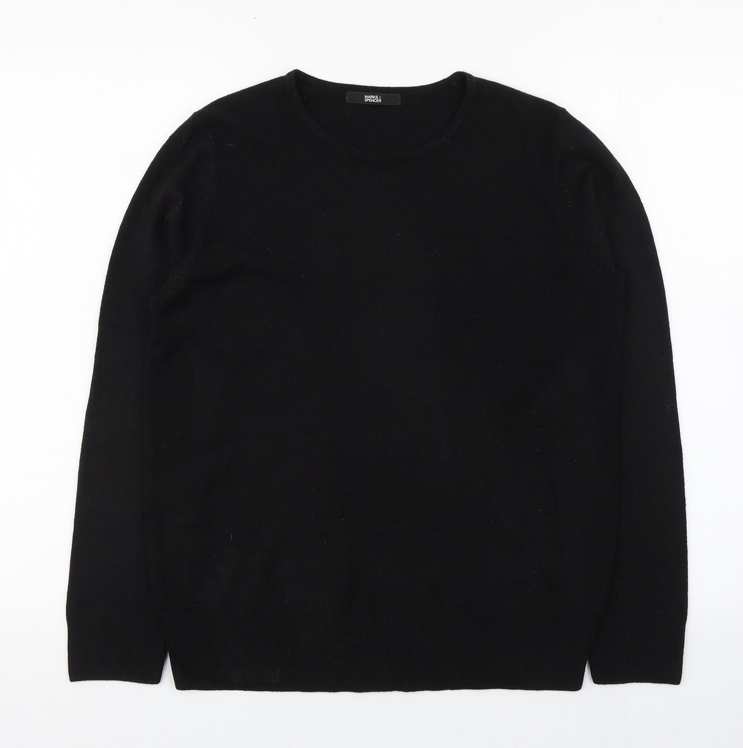 Marks and Spencer Womens Black Round Neck  Acrylic Pullover Jumper Size 12