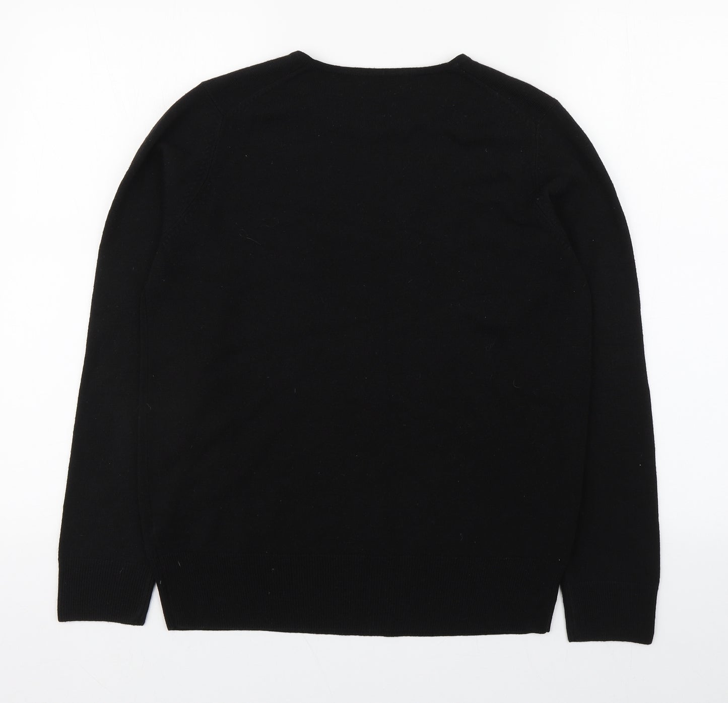 Marks and Spencer Womens Black Round Neck  Acrylic Pullover Jumper Size 12
