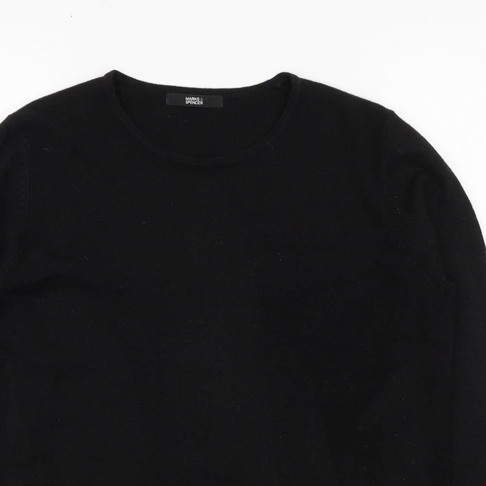 Marks and Spencer Womens Black Round Neck  Acrylic Pullover Jumper Size 12