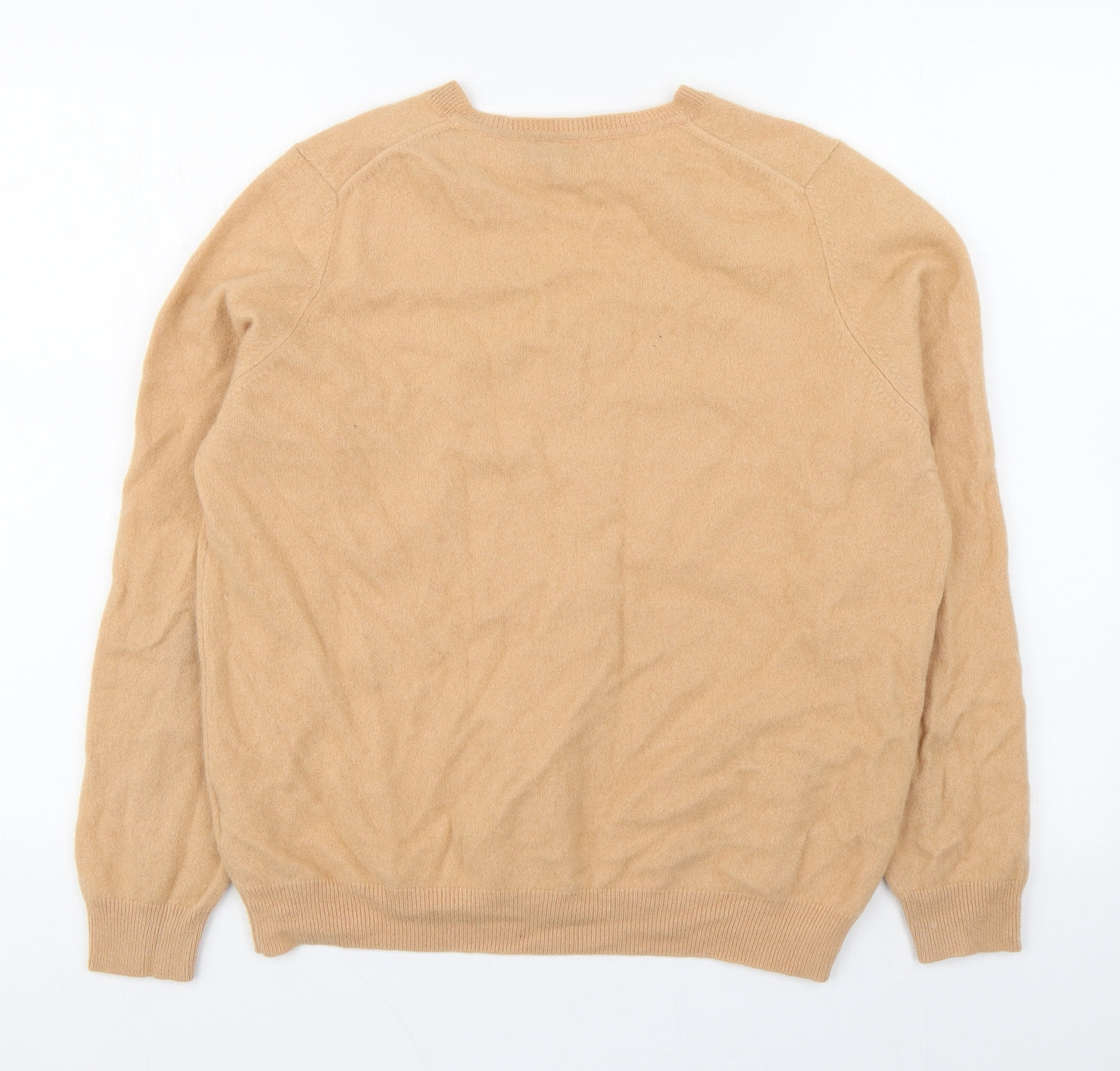 Marks and Spencer Womens Beige V-Neck  Cashmere Pullover Jumper Size 18
