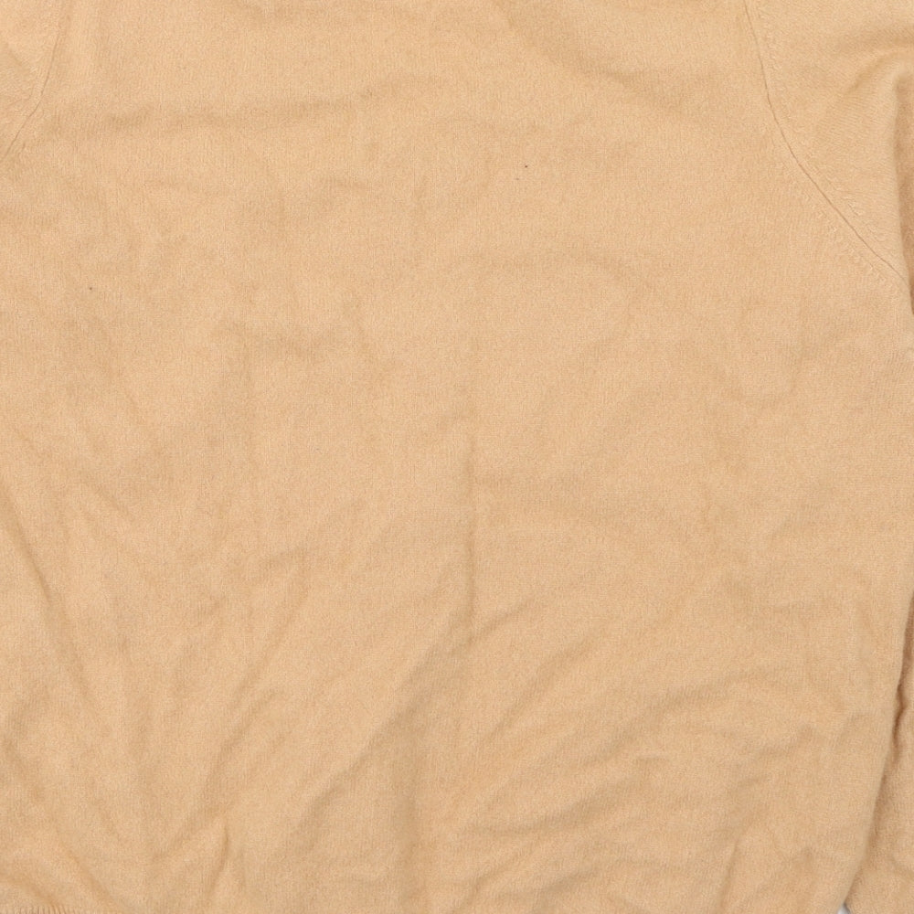 Marks and Spencer Womens Beige V-Neck  Cashmere Pullover Jumper Size 18