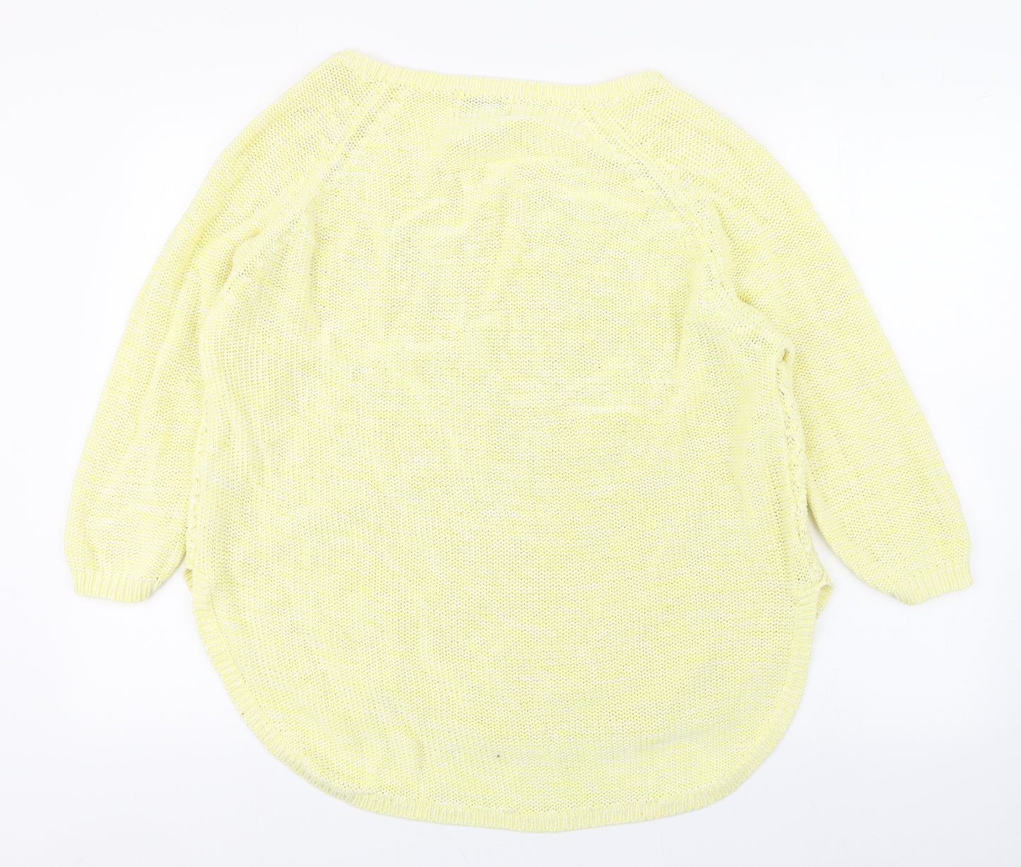 Papaya Womens Yellow Scoop Neck  Cotton Pullover Jumper Size L