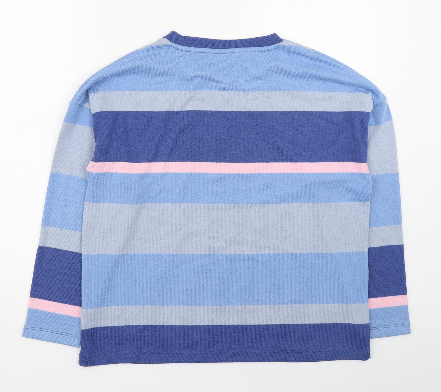 NEXT Womens Blue Round Neck Striped Polyester Pullover Jumper Size M