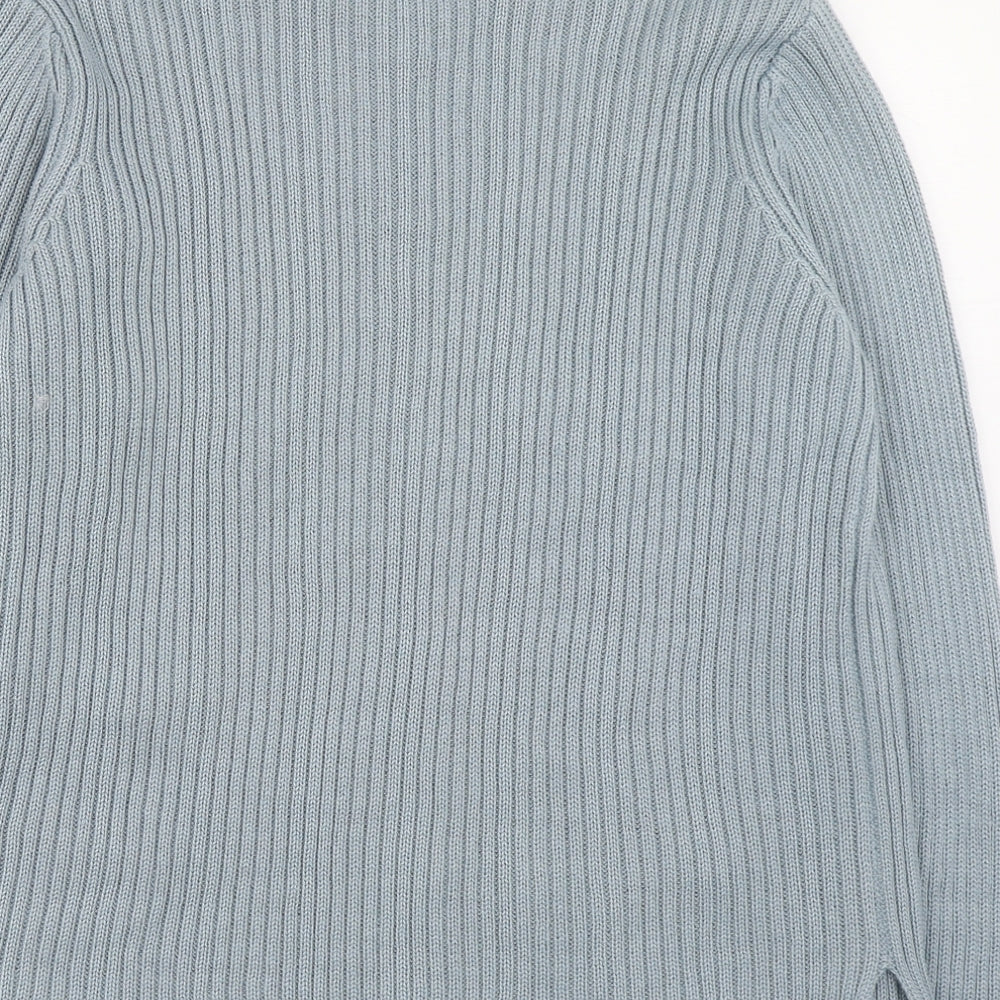 Daxon Womens Blue Collared  Acrylic Cardigan Jumper Size 18