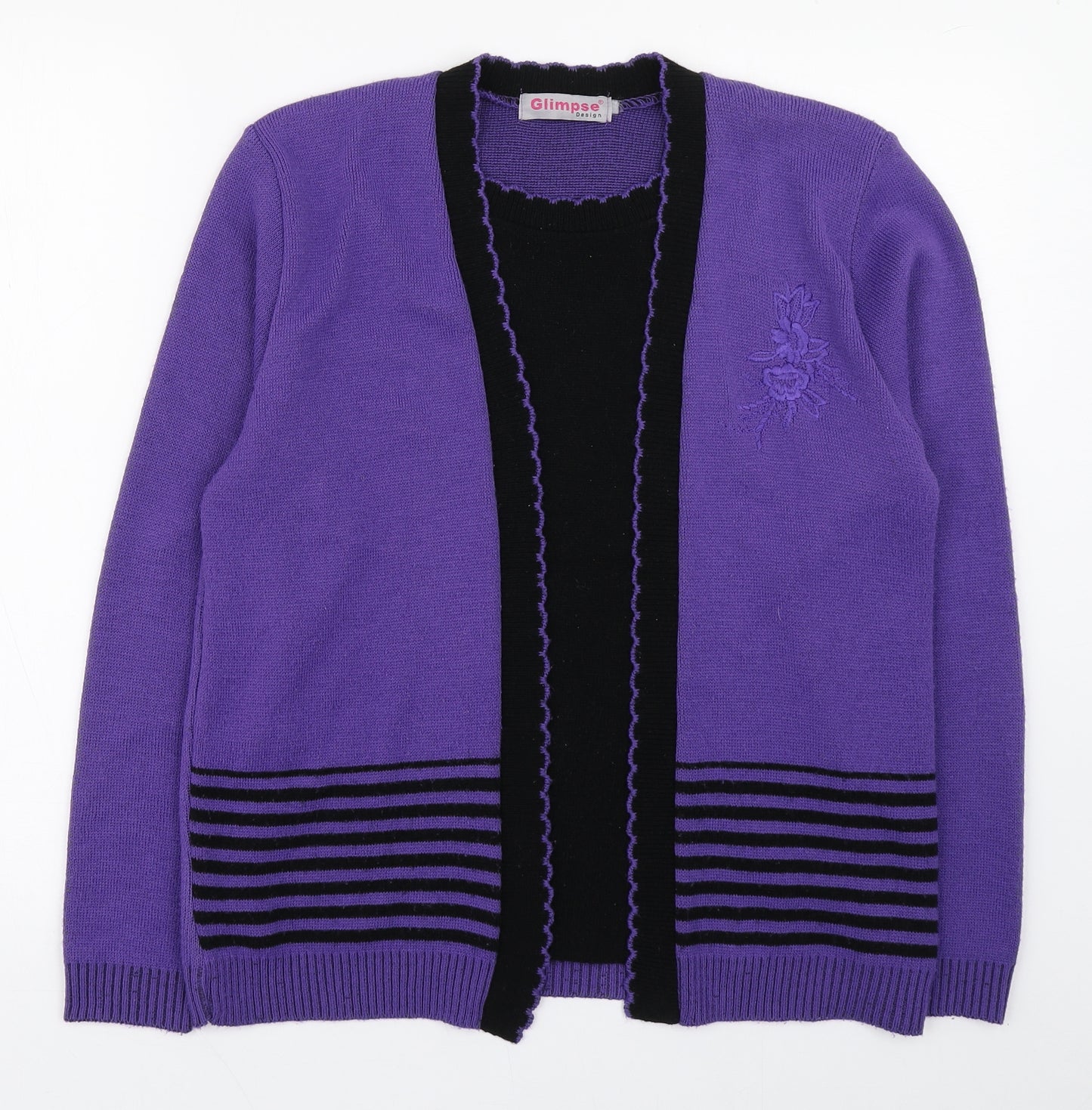 Glimpse Womens Purple V-Neck  Acrylic Cardigan Jumper Size M