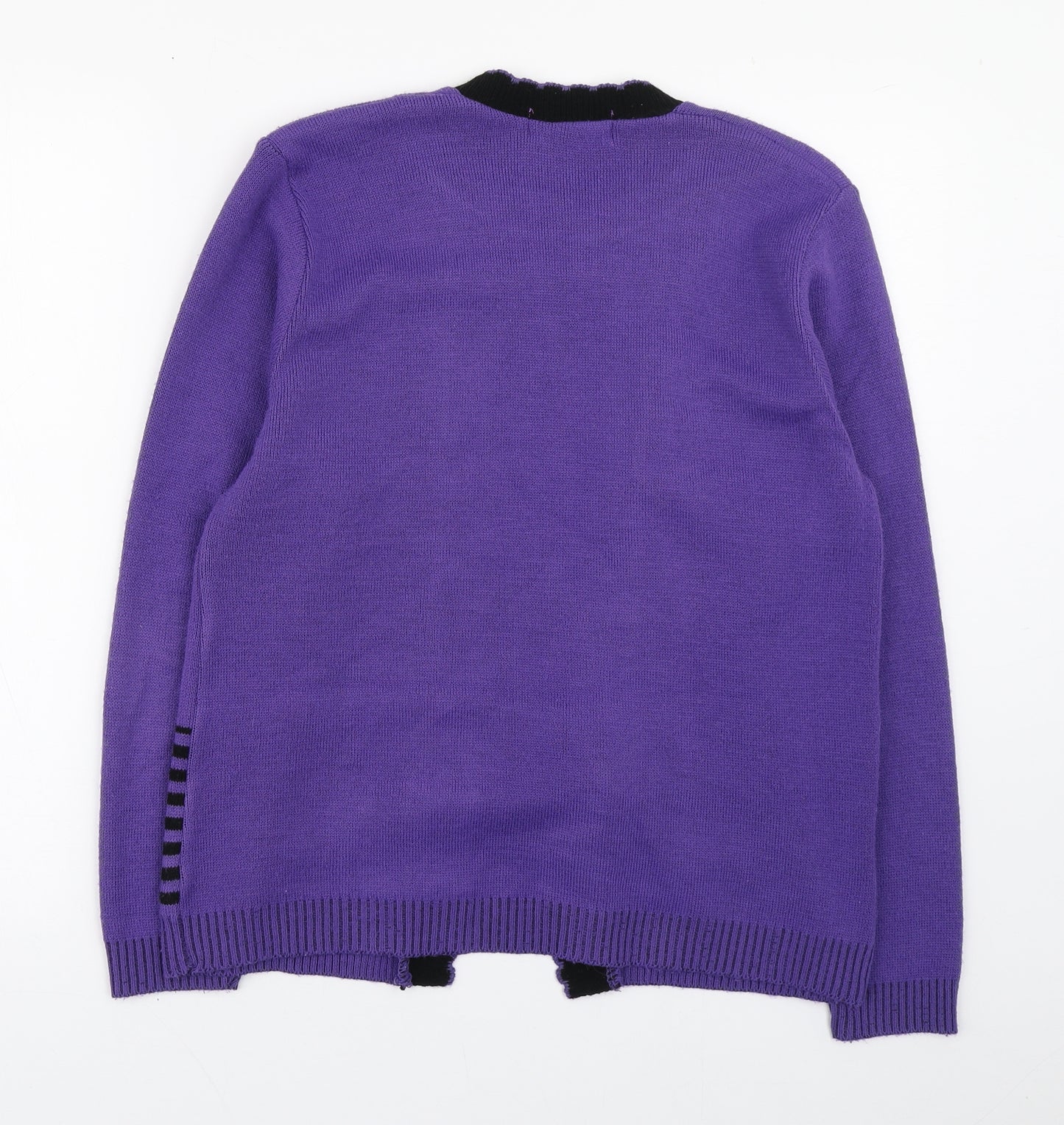 Glimpse Womens Purple V-Neck  Acrylic Cardigan Jumper Size M