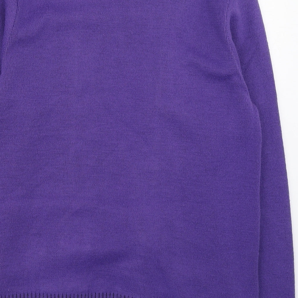 Glimpse Womens Purple V-Neck  Acrylic Cardigan Jumper Size M
