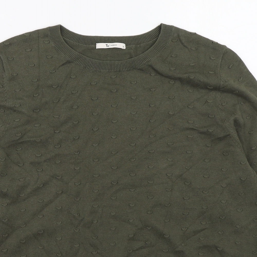 TU Womens Green Round Neck  Cotton Pullover Jumper Size 18