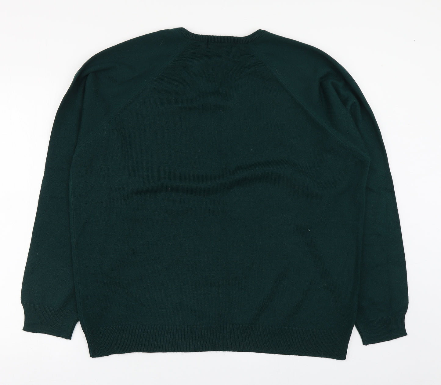 BHS Mens Green V-Neck  Acrylic Pullover Jumper Size XL