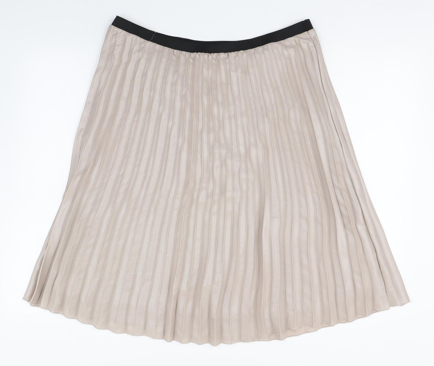 Primark Womens Beige  Polyester Pleated Skirt Size 16