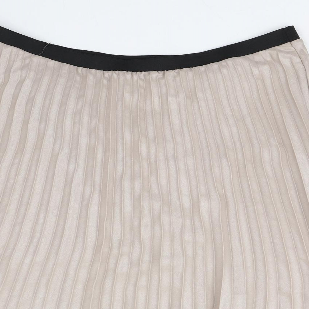 Primark Womens Beige  Polyester Pleated Skirt Size 16