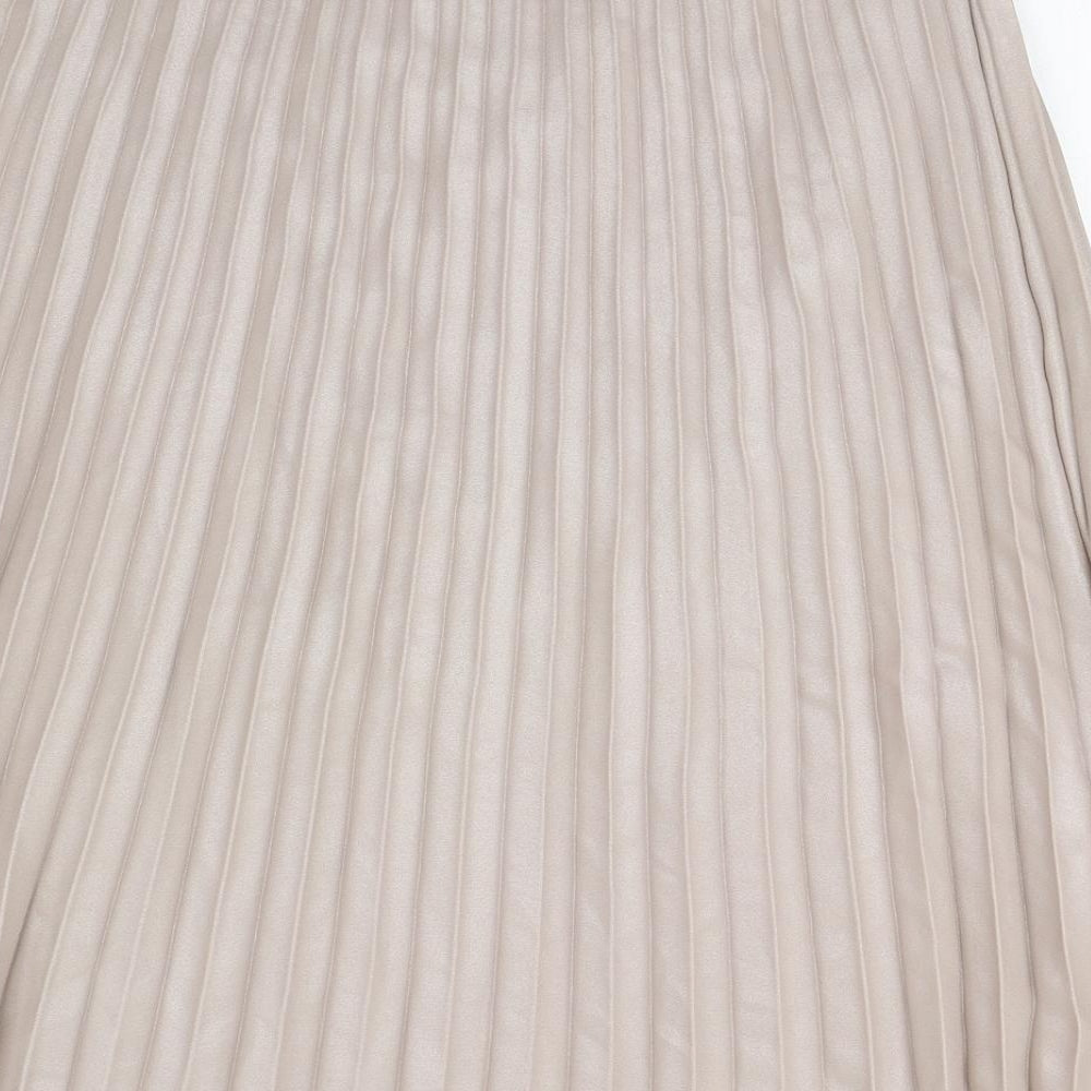 Primark Womens Beige  Polyester Pleated Skirt Size 16