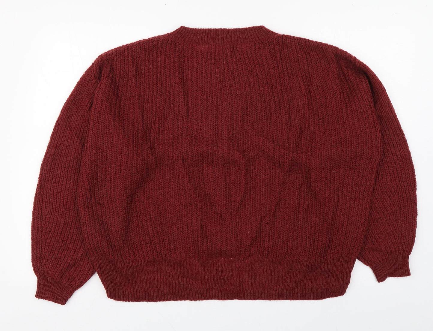 H&M Womens Red Round Neck  Acrylic Pullover Jumper Size S