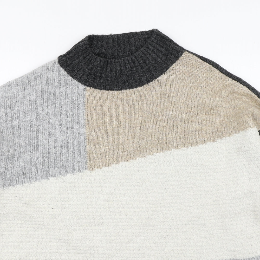 Pep&Co Womens Grey High Neck  Acrylic Pullover Jumper Size 14