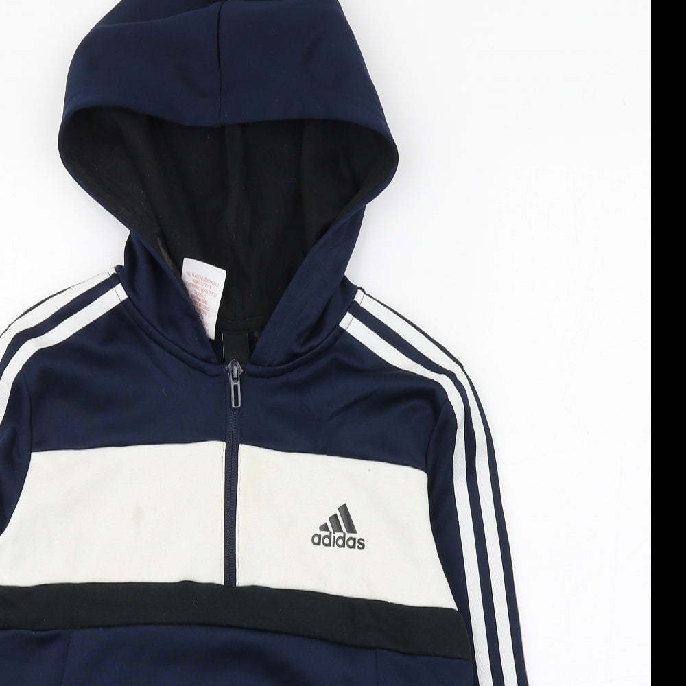 adidas Boys Blue  100% Polyester Full Zip Hoodie Size 9-10 Years