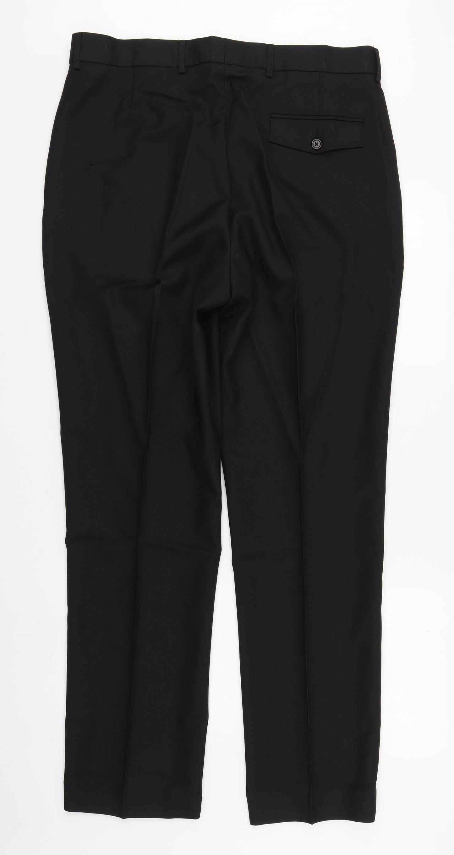 Premier Man Mens Black  Polyester Dress Pants Trousers Size 36 in L33 in Regular Zip