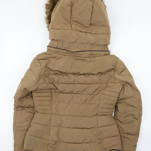 Zara Womens Brown   Parka Coat Size M  Zip