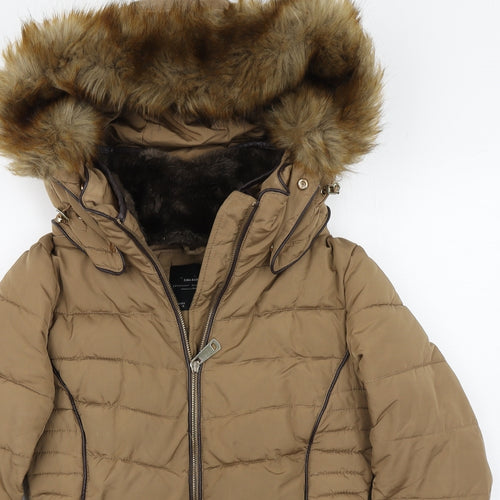 Zara Womens Brown   Parka Coat Size M  Zip