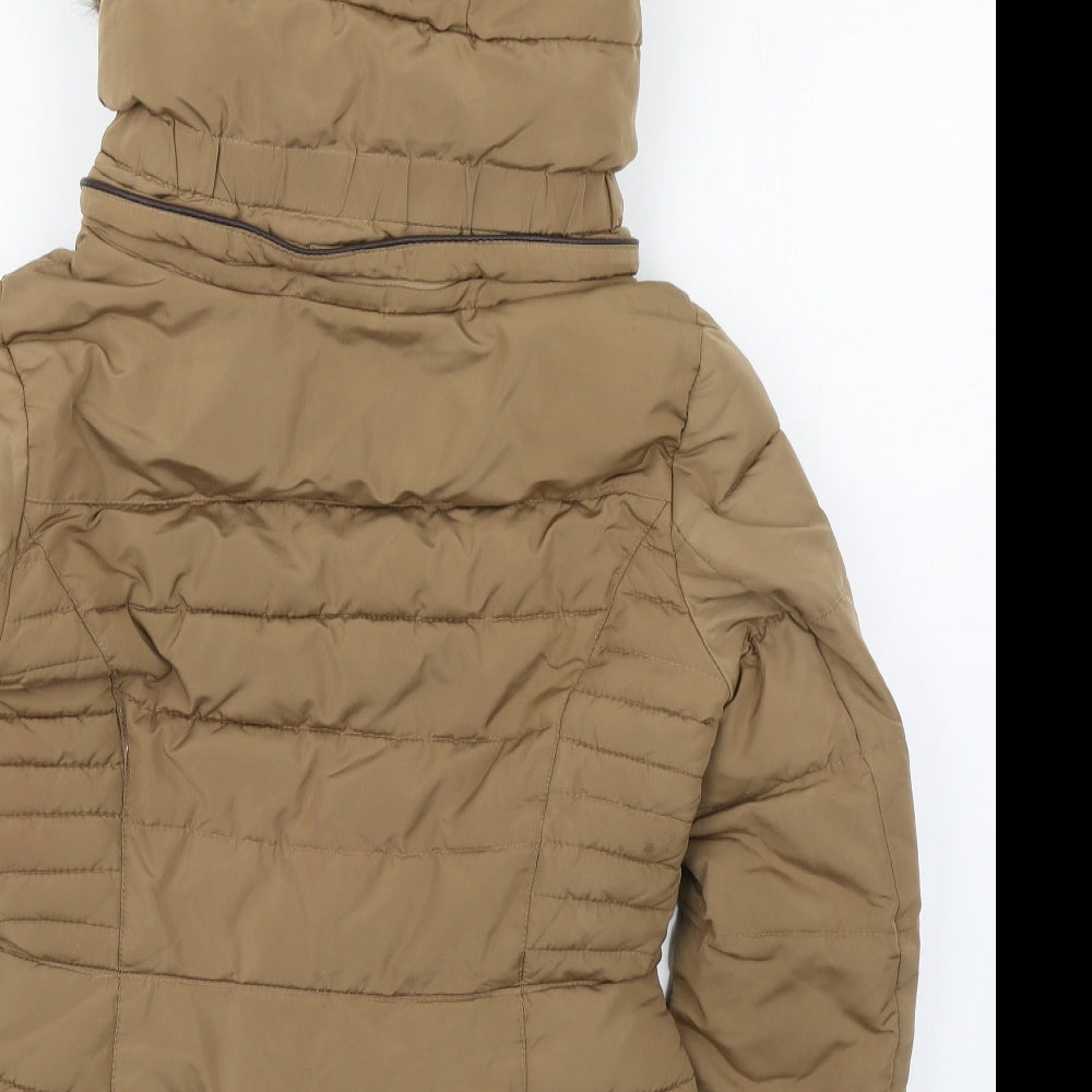 Zara Womens Brown   Parka Coat Size M  Zip
