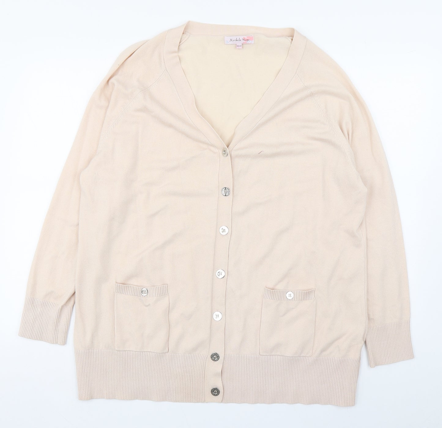 Michele Hope Womens Pink V-Neck  Viscose Cardigan Jumper Size 22