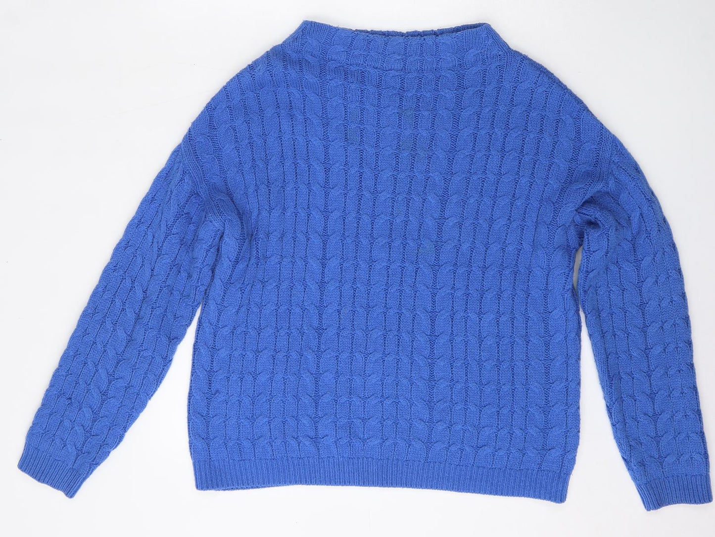 MNG Womens Blue Mock Neck  Acrylic Pullover Jumper Size S