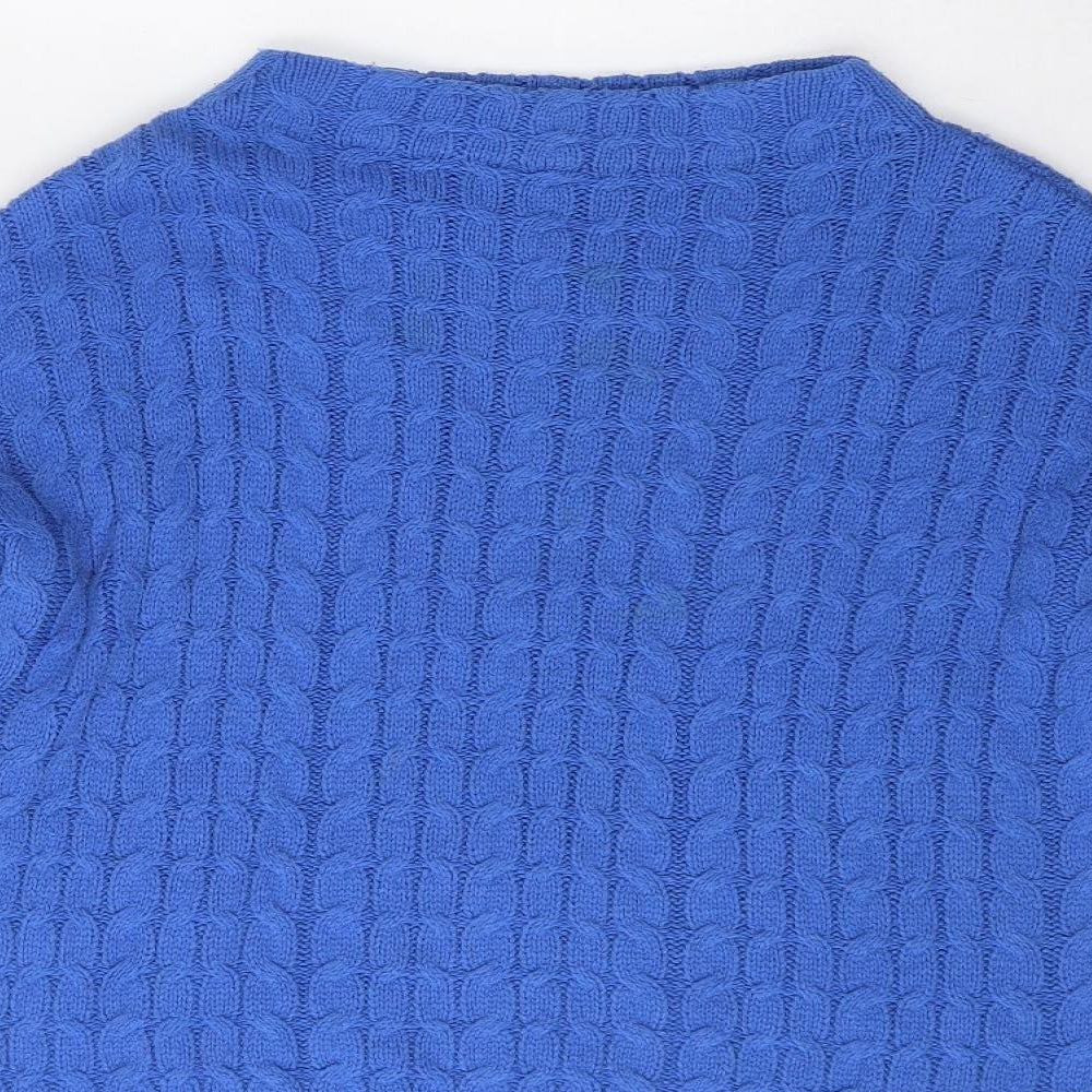 MNG Womens Blue Mock Neck  Acrylic Pullover Jumper Size S