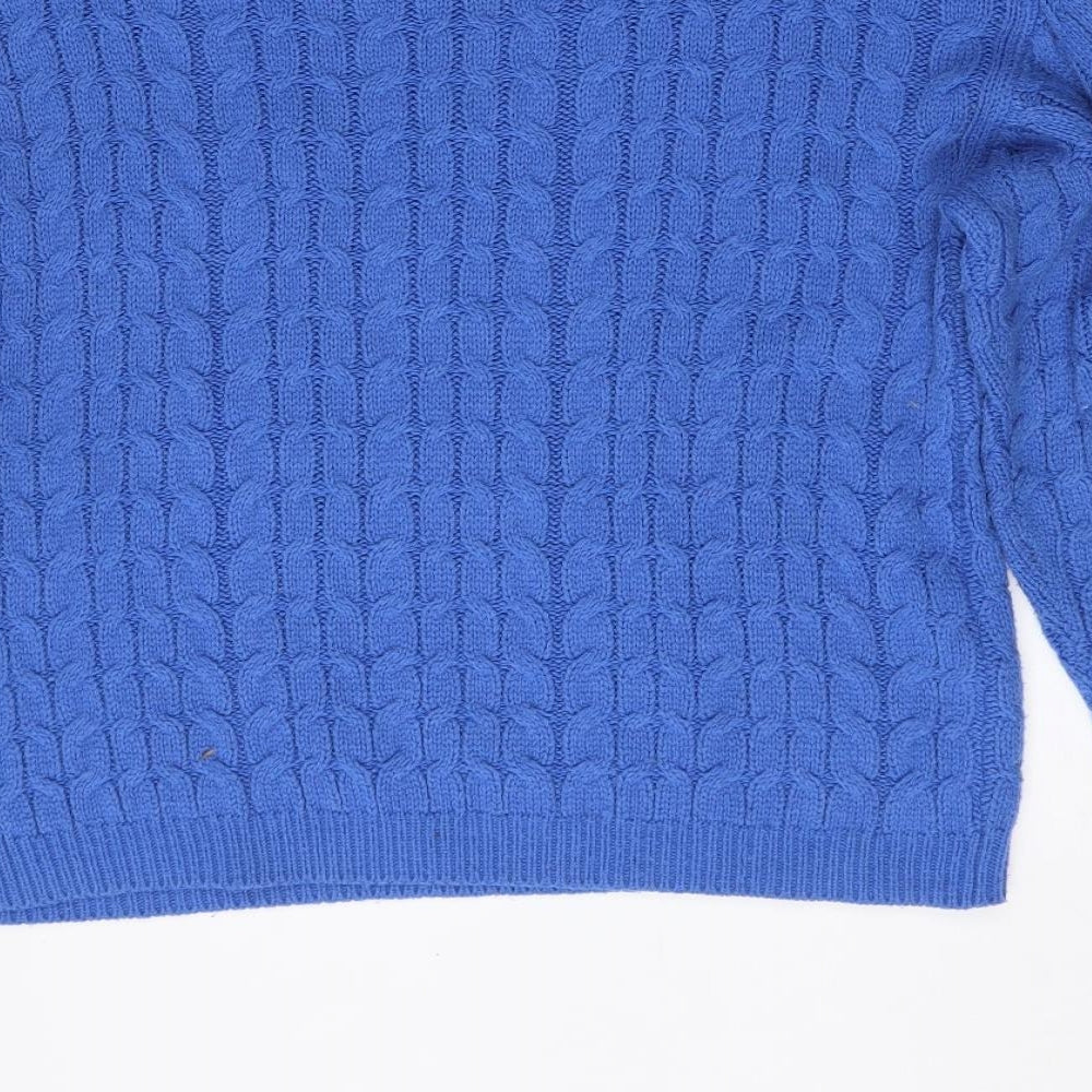 MNG Womens Blue Mock Neck  Acrylic Pullover Jumper Size S