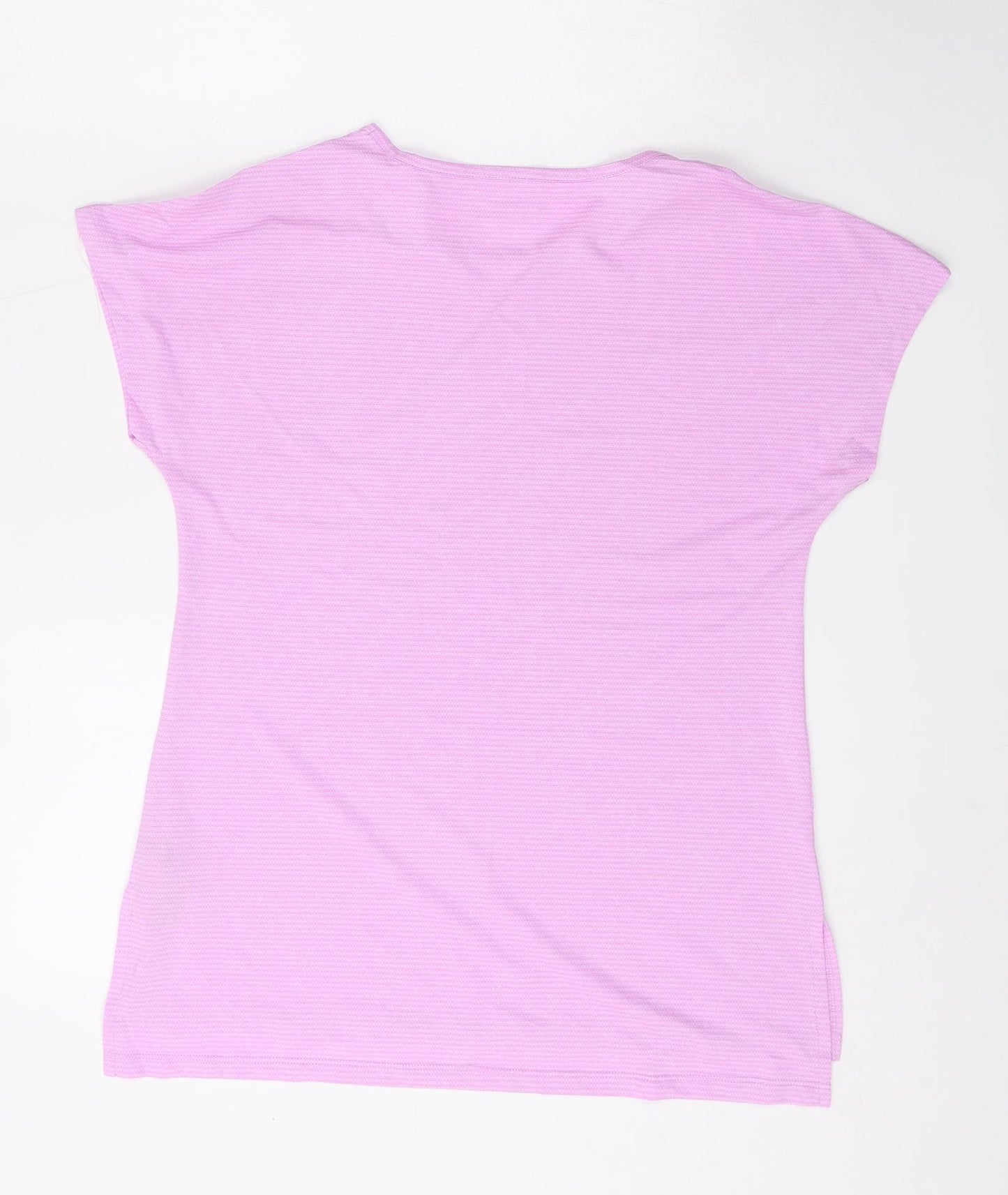 Dunnes Stores Womens Pink Striped Polyester Basic T-Shirt Size XS Round Neck