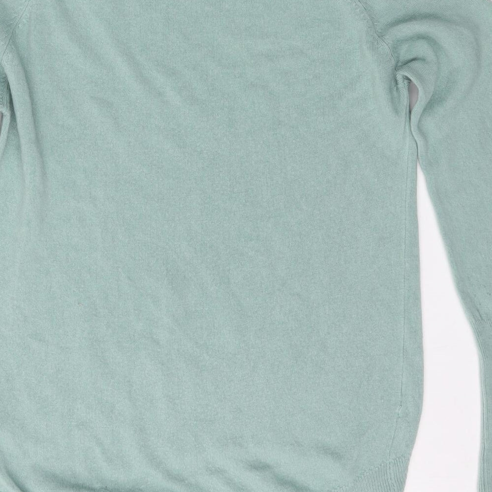 Primark Womens Green Round Neck  Acrylic Pullover Jumper Size S   - buttoned sleeves