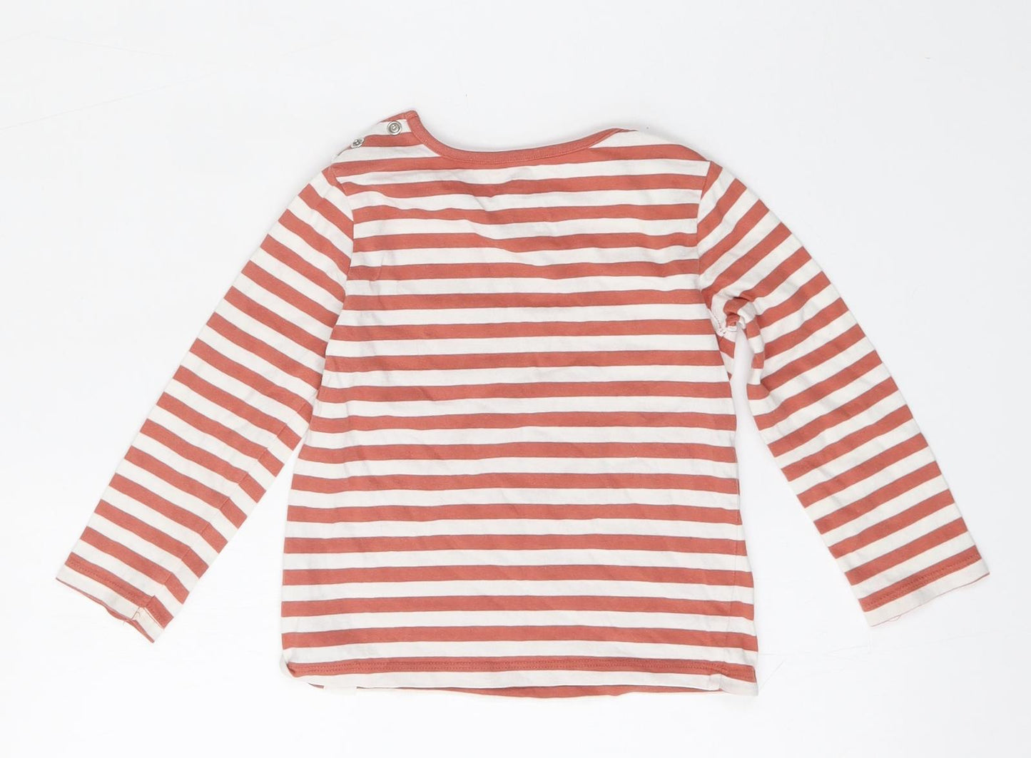 F&F Boys Multicoloured Striped Cotton Basic T-Shirt Size 18-24 Months Round Neck Button - Dinosaurs
