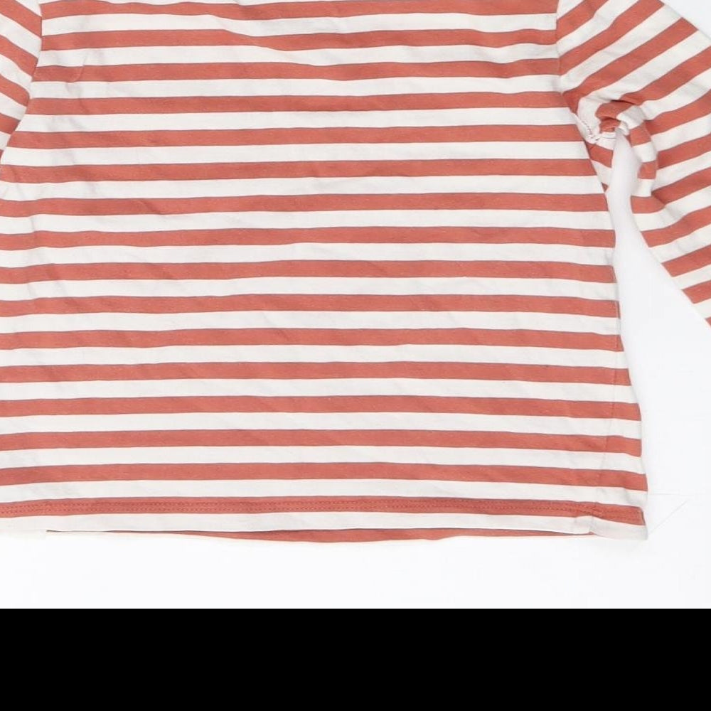 F&F Boys Multicoloured Striped Cotton Basic T-Shirt Size 18-24 Months Round Neck Button - Dinosaurs