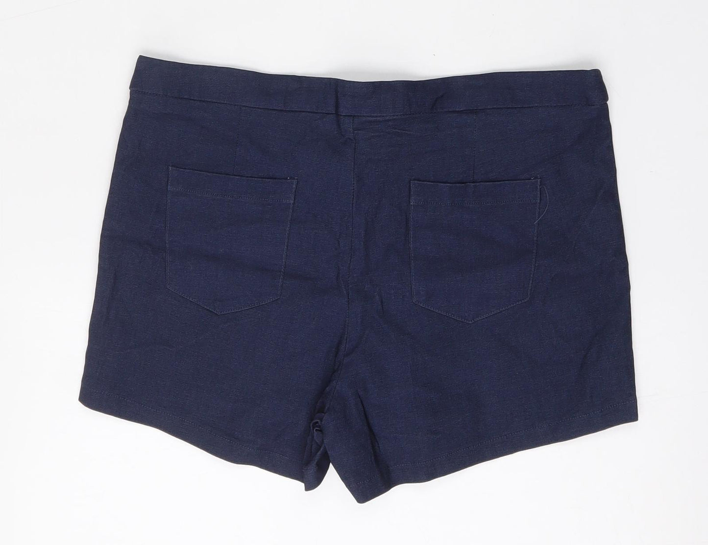 TEMT Womens Blue  Polyester Bermuda Shorts Size 14 L3 in Regular Button