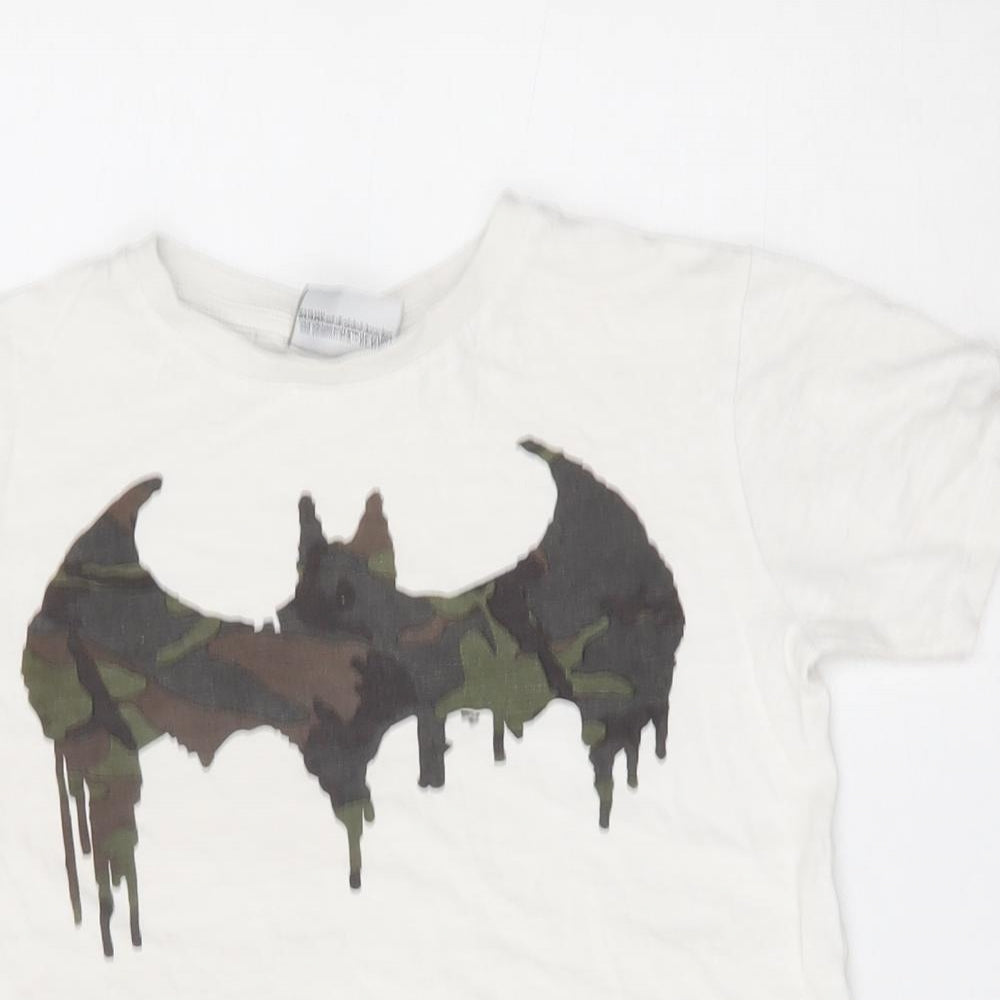 NEXT Boys White  Cotton Basic T-Shirt Size 6 Years Round Neck  - Batman