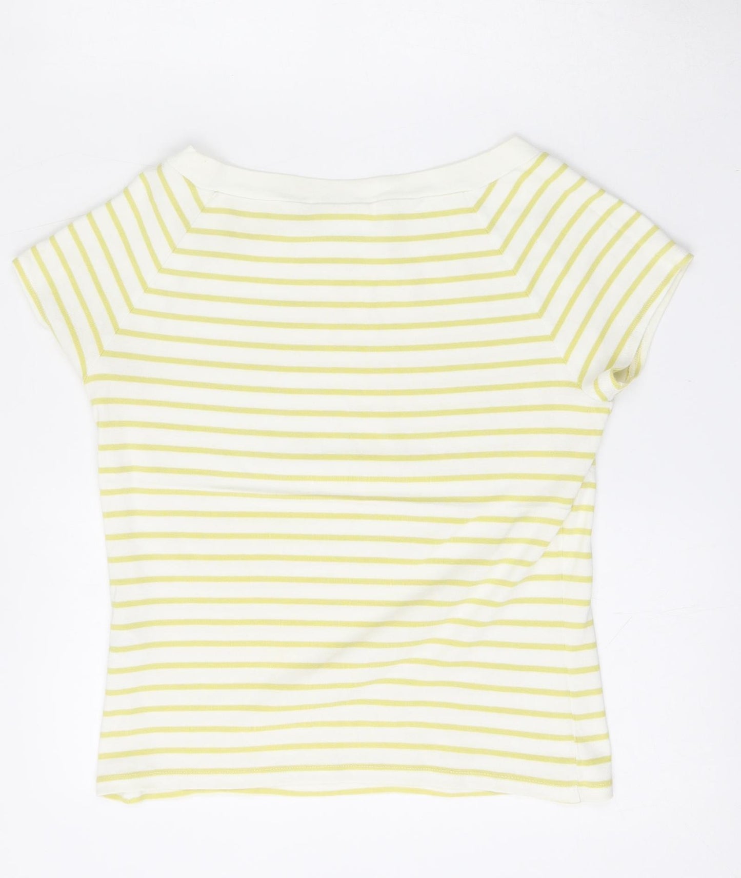Wallis Womens Yellow Striped Cotton Basic T-Shirt Size 12 Boat Neck