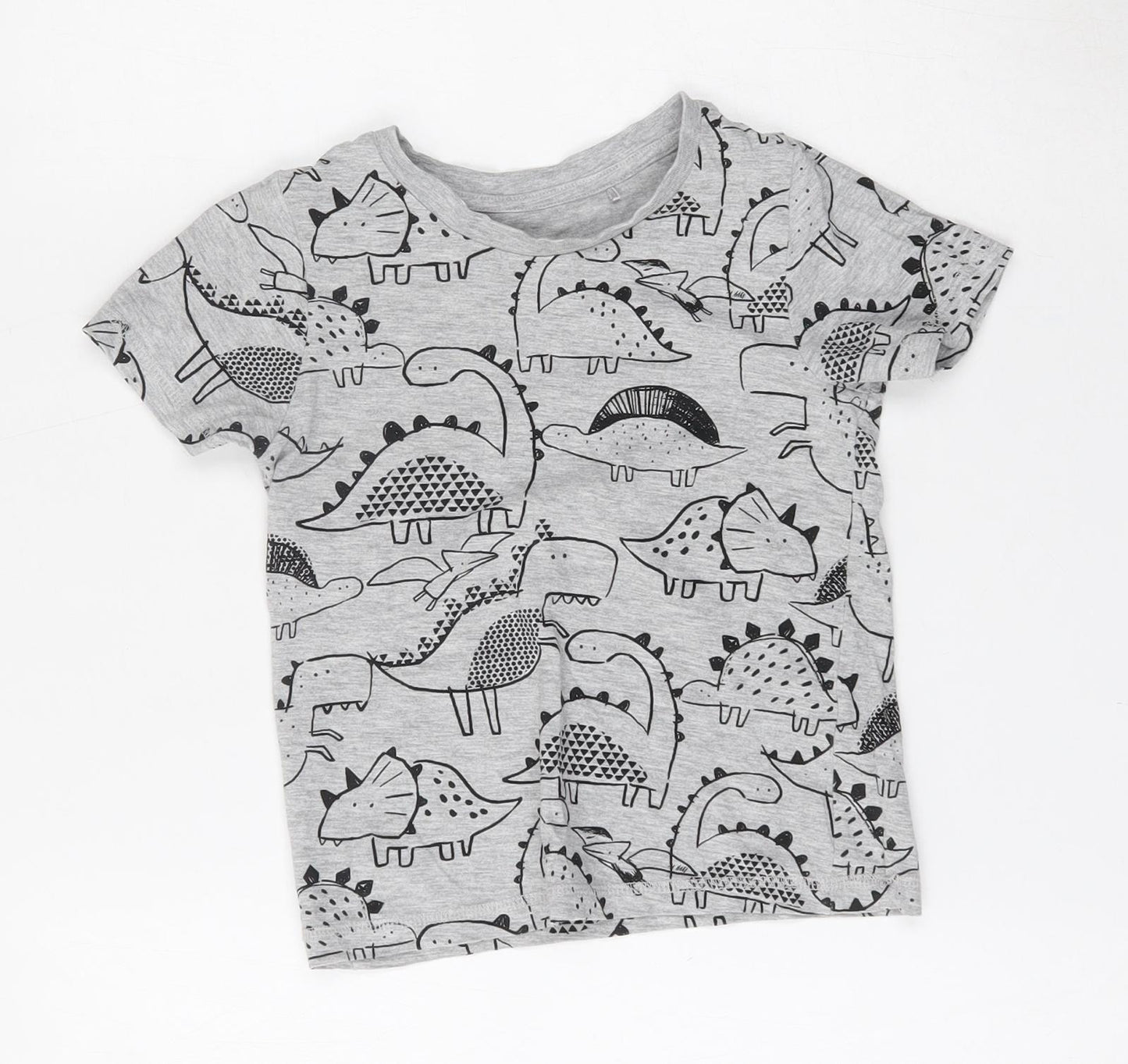 George Boys Grey  Cotton Basic T-Shirt Size 4-5 Years Round Neck