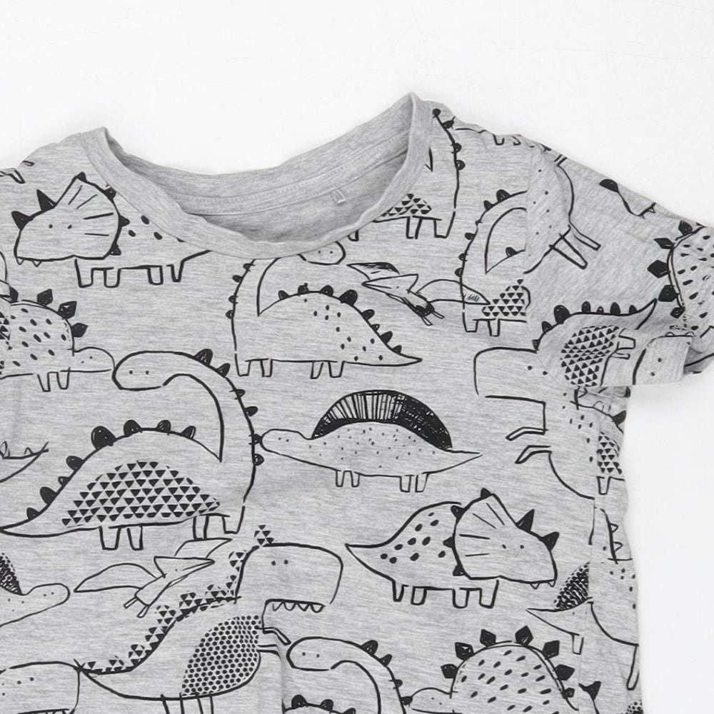 George Boys Grey  Cotton Basic T-Shirt Size 4-5 Years Round Neck