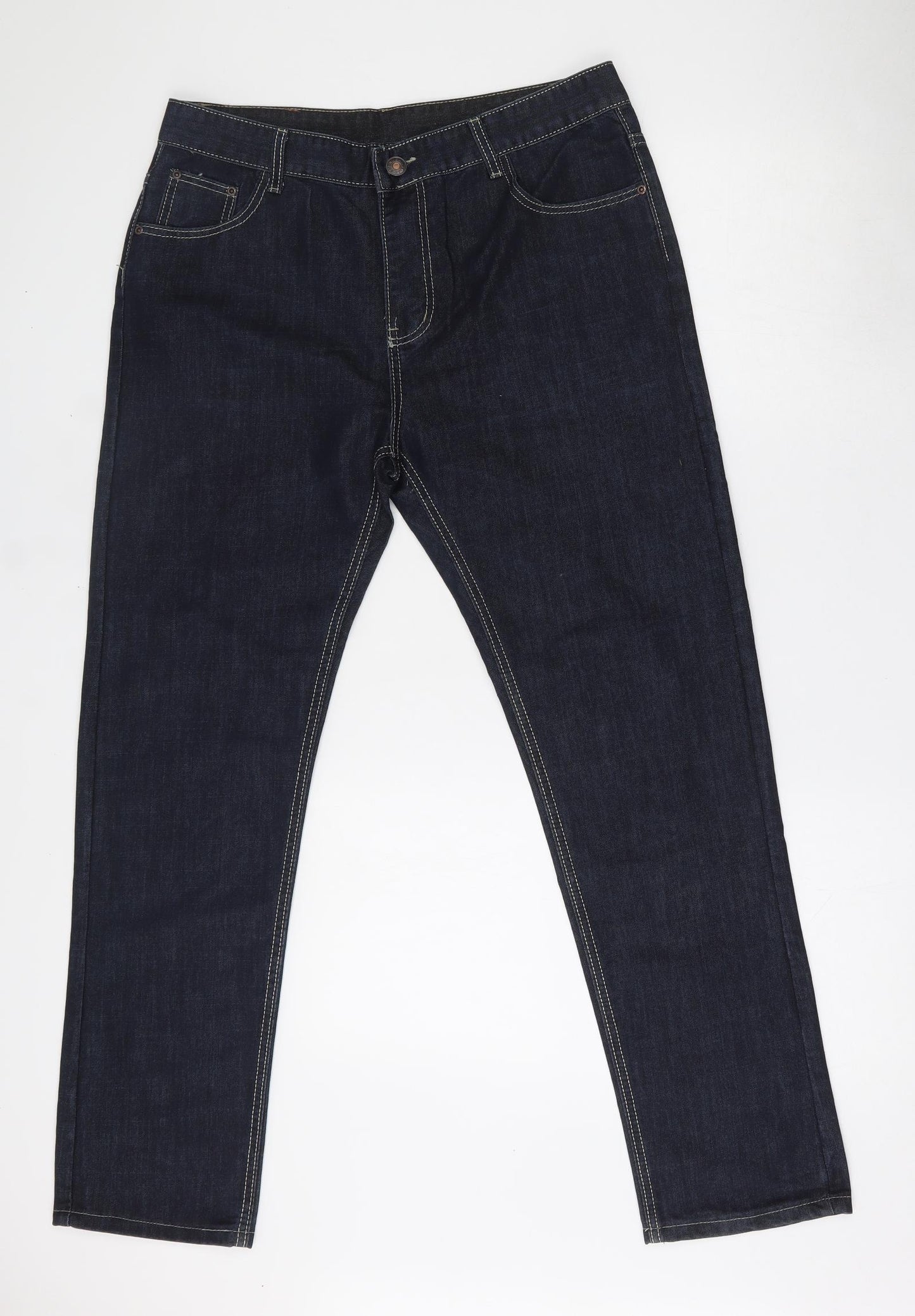 Jeans Wear Mens Blue  Cotton Straight Jeans Size 36 L31 in Regular Button