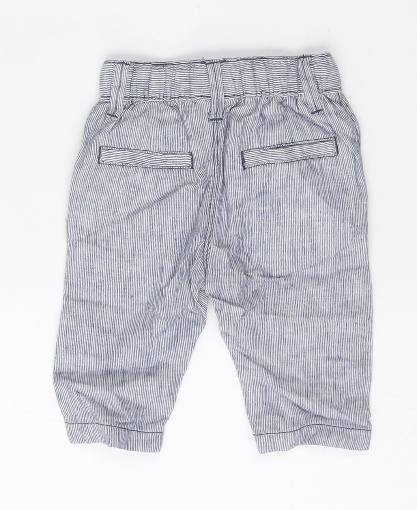 NEXT Boys Multicoloured Striped Linen Capri Trousers Size 3-6 Months  Drawstring